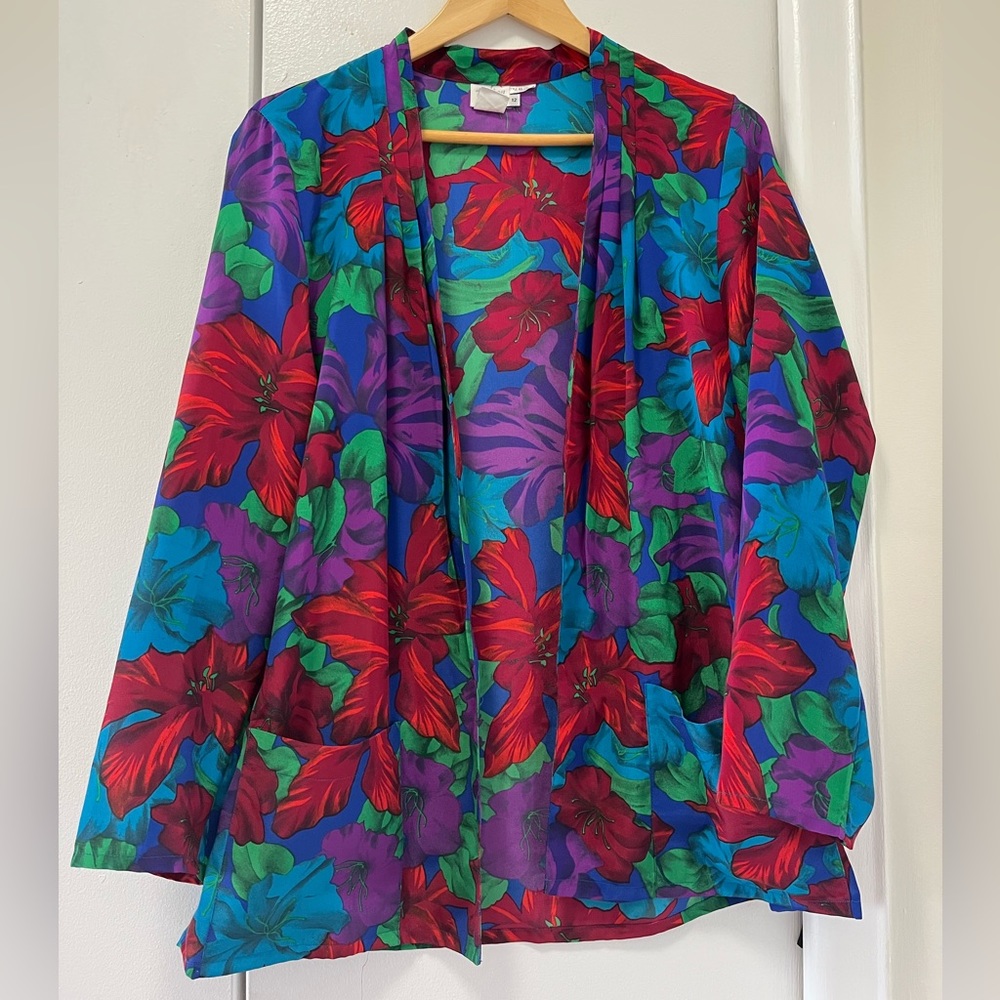 Vintage floral kimono tanfjay bright color - Picture 1 of 5